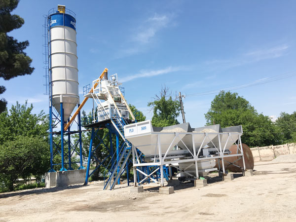 Aimix AJ50 concrete plant set up in Tajikistan