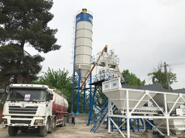 Aimix AJ50 concrete plant set up in Tajikistan
