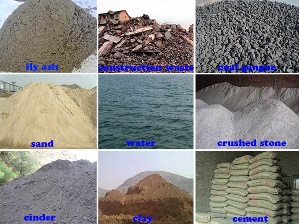 hollow block machine raw materials