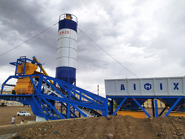 Aimix AJY35 Mobile Concrete Plant in Uzbekistan