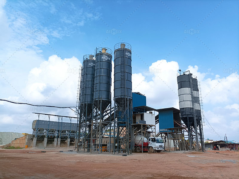 120cbm stationary concrete batching plant for installation in Batam, Indonesia