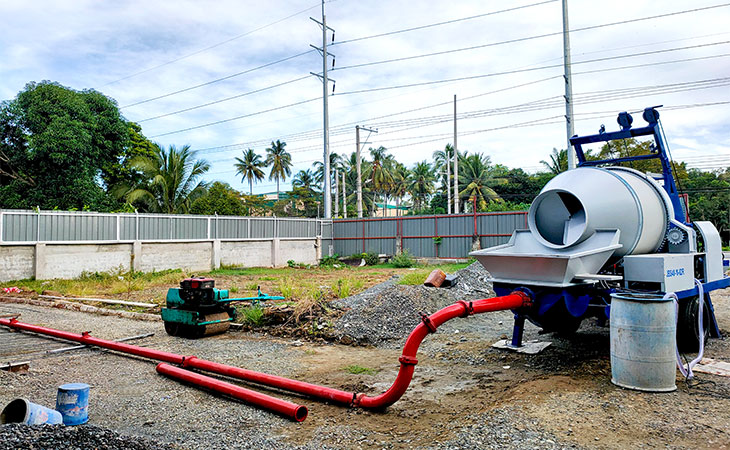 pumping machine for floor construction