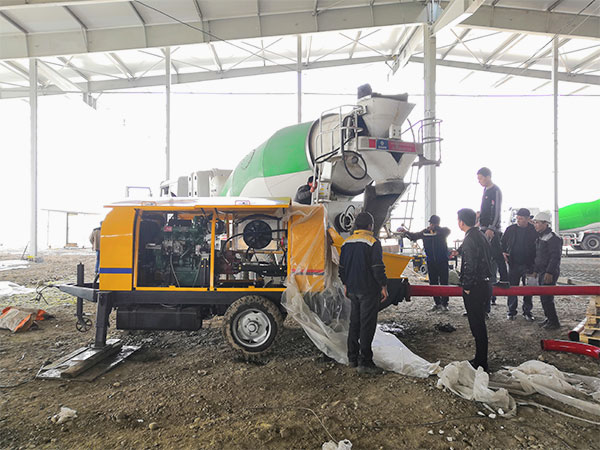 cement pump trailer and concrete mixer truck