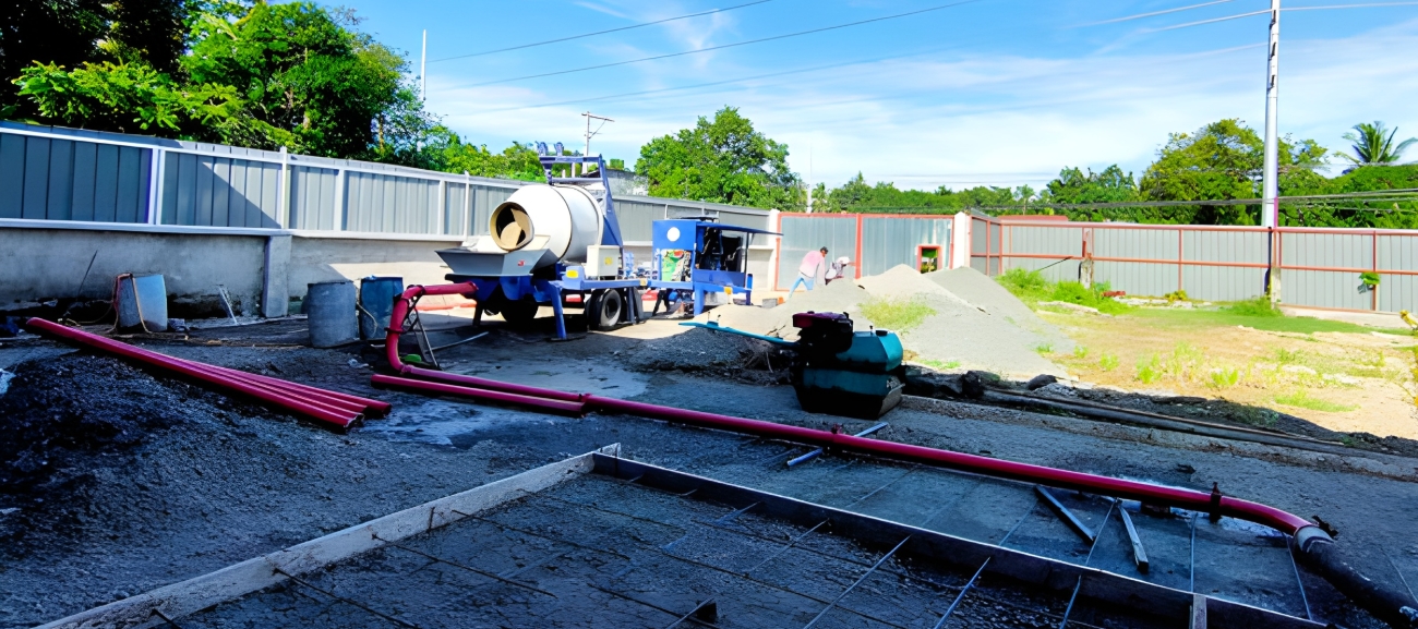 mini concrete mixer pump for Indonesian rural house construction