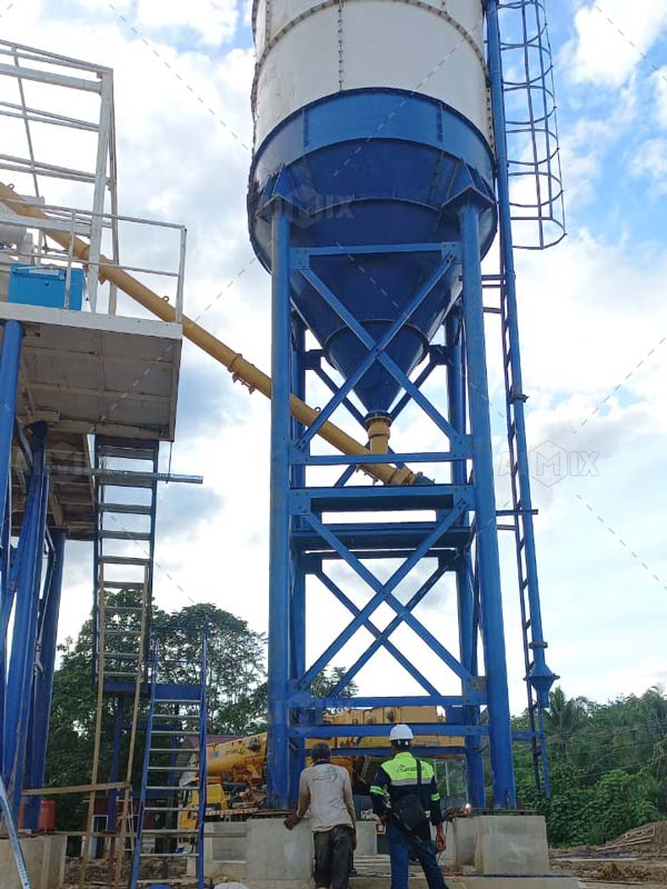 installation of 60 ton stationary batching plant Indonesia