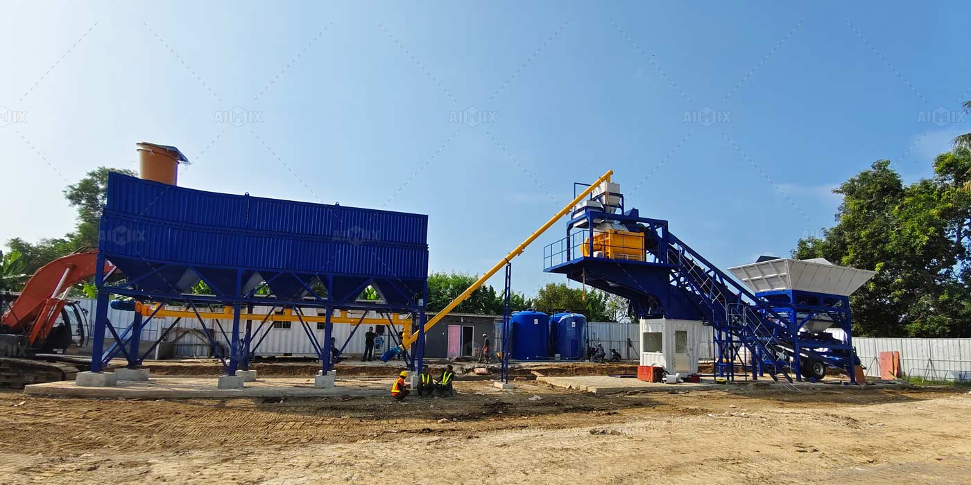 60 m³/h mobile concrete batching plant for sale