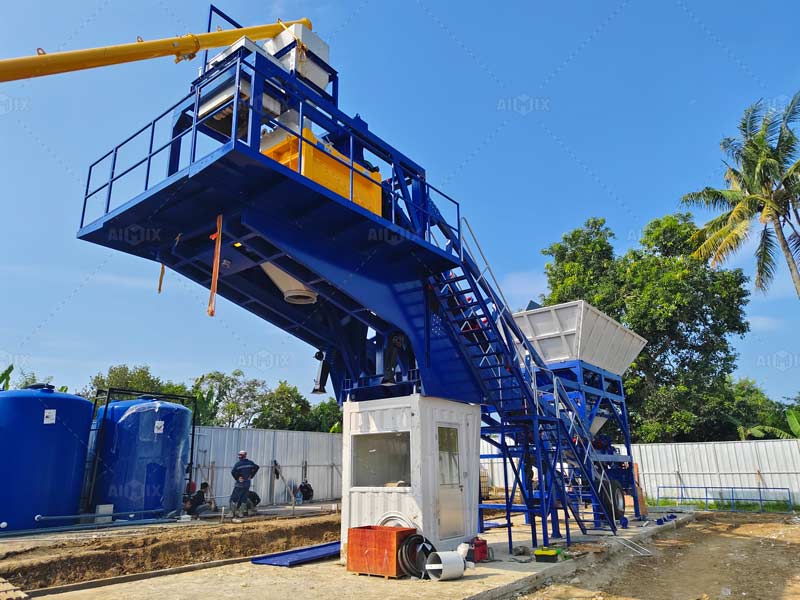 60 m³/h mobile concrete batching plant