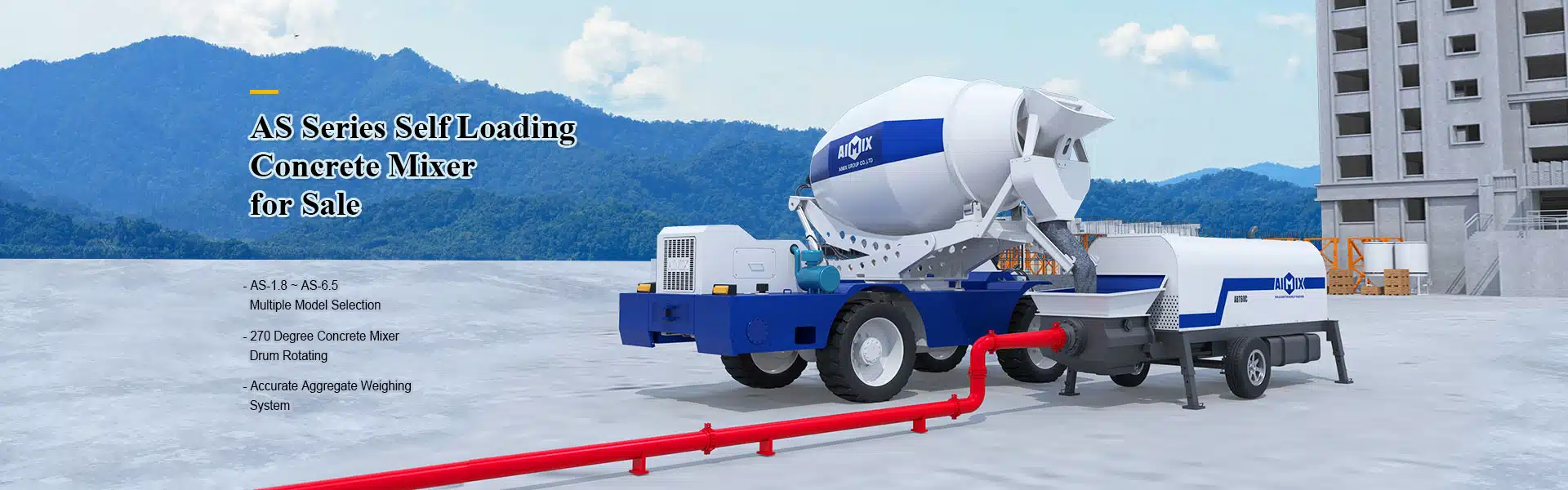 self loading concrete mixer with pump in AIMIX