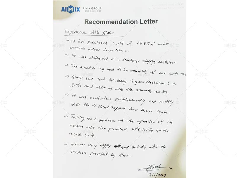 Malaysian customer with remmendation letter