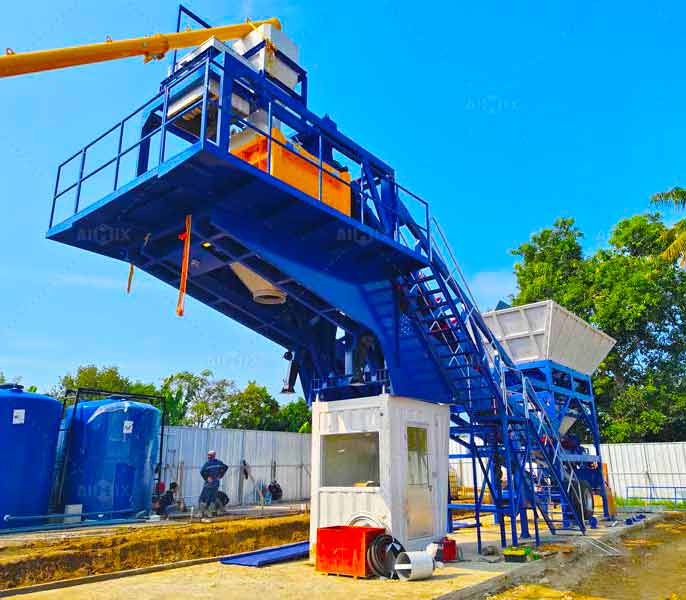 60 ton mobile concrete batching plant Indonesia