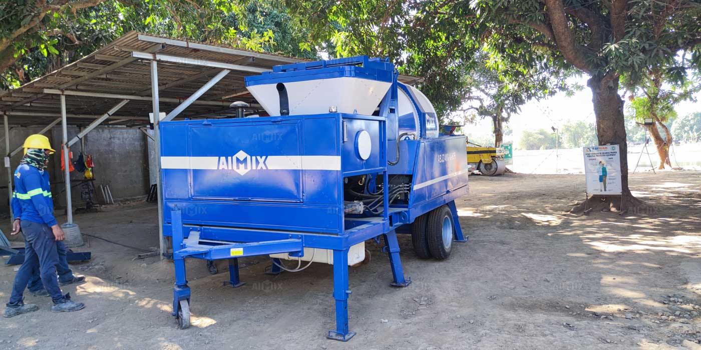 AIMIX Pompa beton diesel 40 m³ per jam untuk mencampur dan memompa beton di Filipina