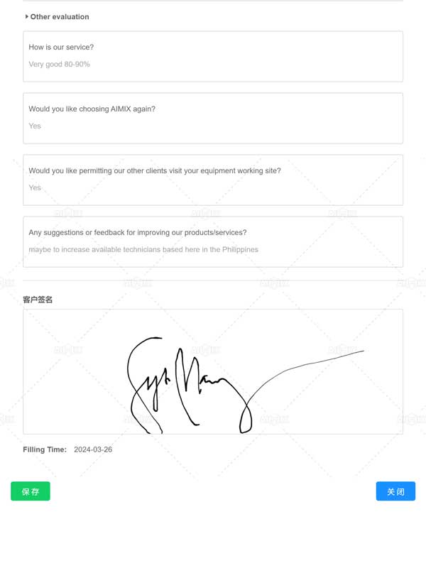 customer review about concrete mixing pump in the Philippines