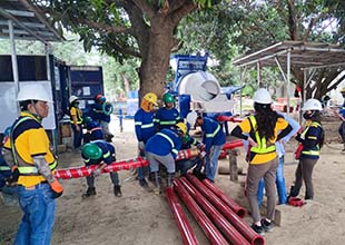 AIMIX portable concrete pump installation and training in Indonesia
