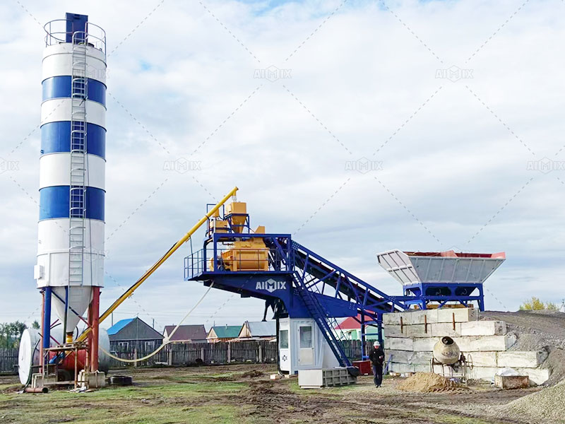 AJY60 portable batching plant in Kazakhstan