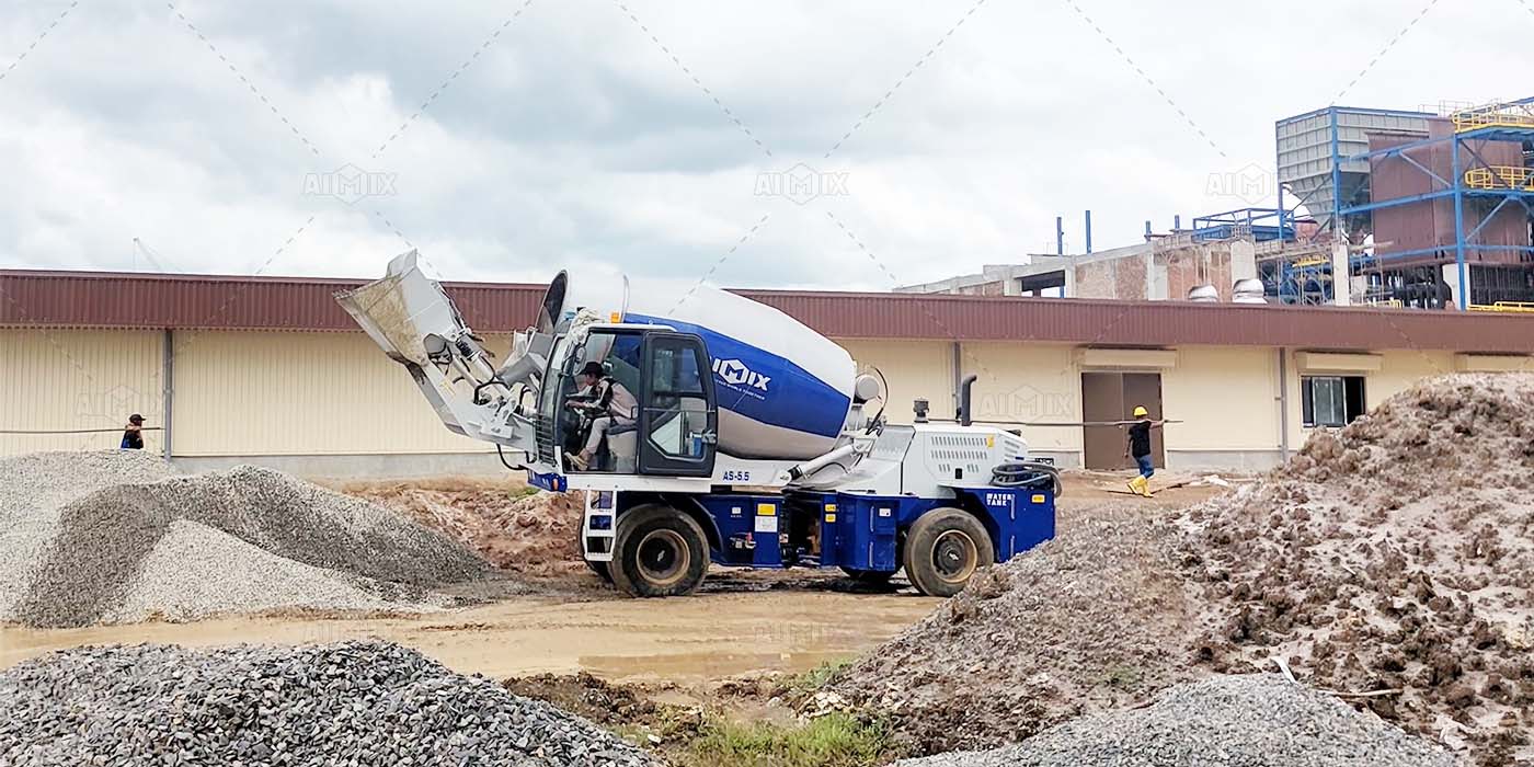 AS-5.5 self loading concrete mixer for sale in Medan, Indonesia