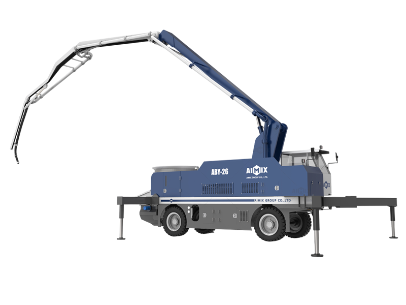 26m small wheel type concrete pump boom with mixer Indonesia