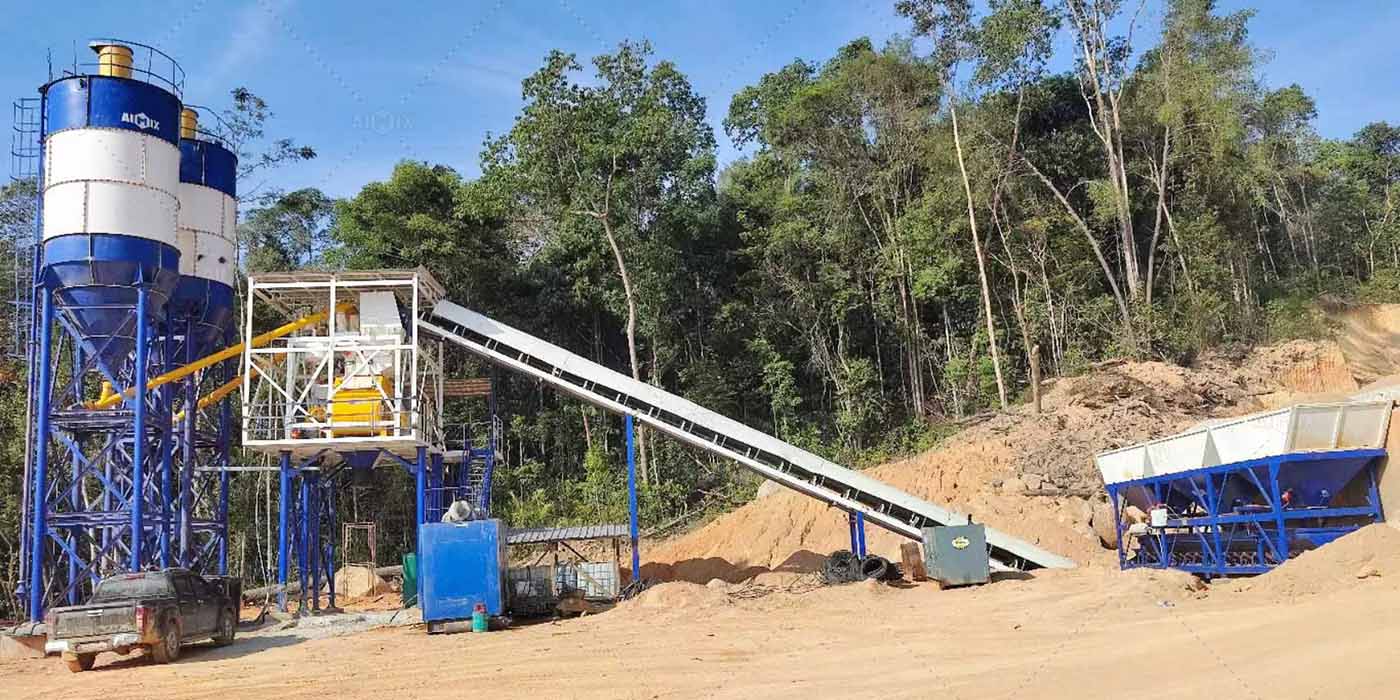 AJ35 Mini concrete batching plant mobile in Malaysia