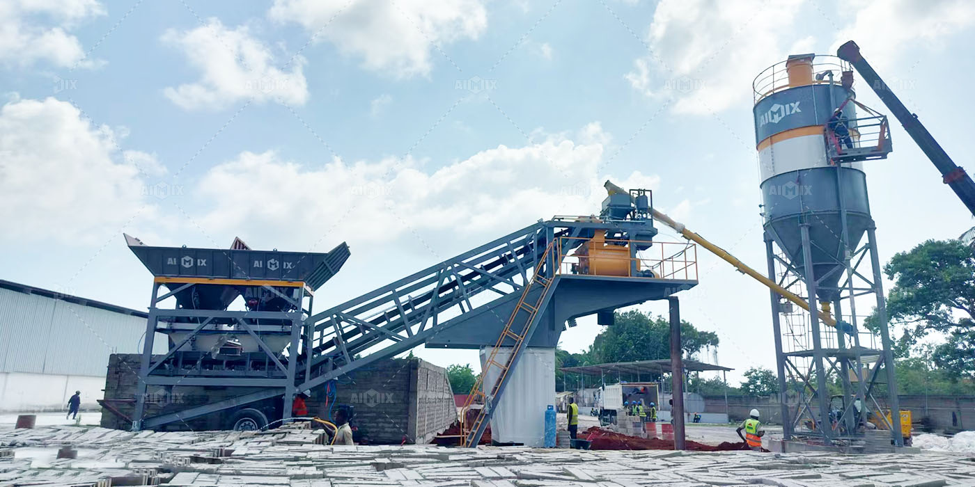 AJY25 mini mobile batching plant in Tanzania