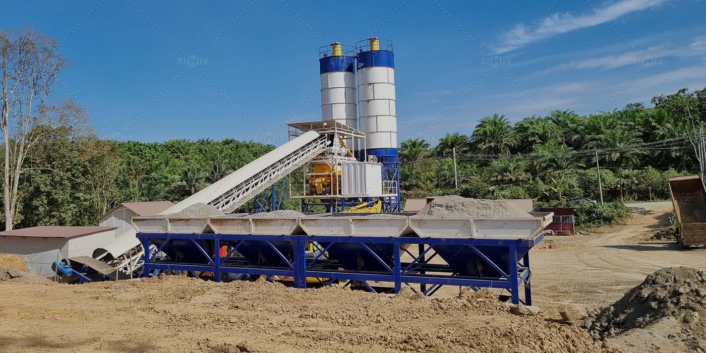 60 cbm per hour stationary type mini batching plant di Indonesia