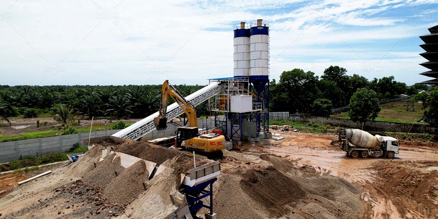60 cbm per hour batching plant wet mix in Palembang, Indonesia