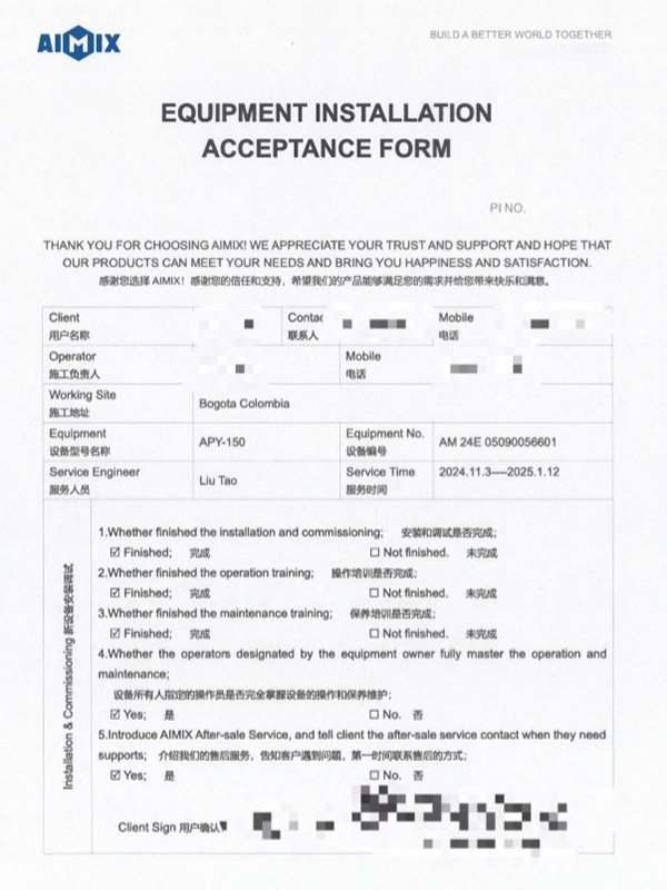 Customer inspecting the recycled materials produced by the 150T Mobile Impact Crusher Plant