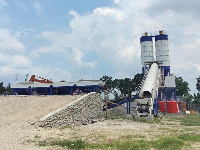 60 cubic meters per hour stationary batch plant in Medan, Indonesia