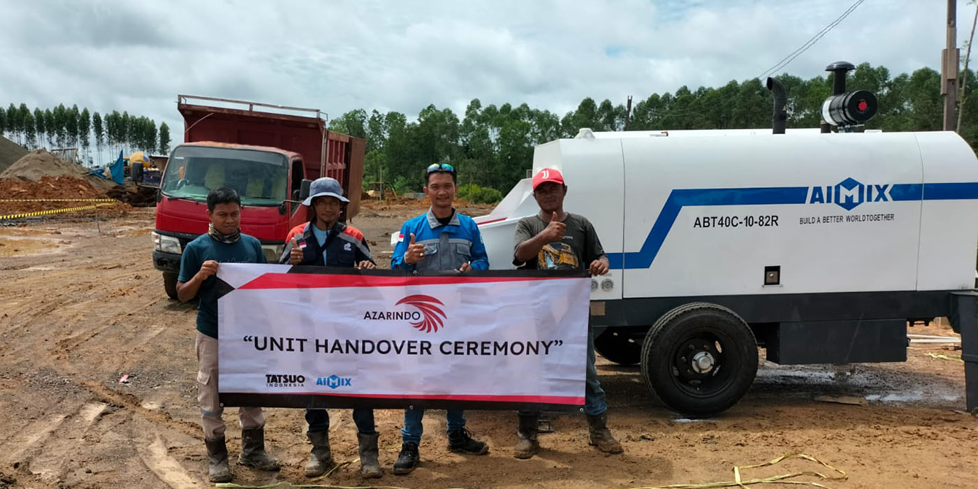 ABT40C trailer concrete pump in Indonesia for rural house construction