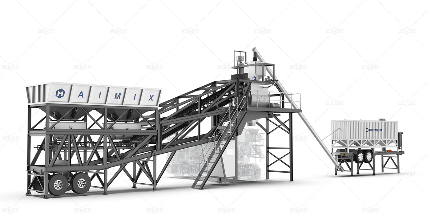 60cbm per hour mobile concrete batch plant di Indonesia