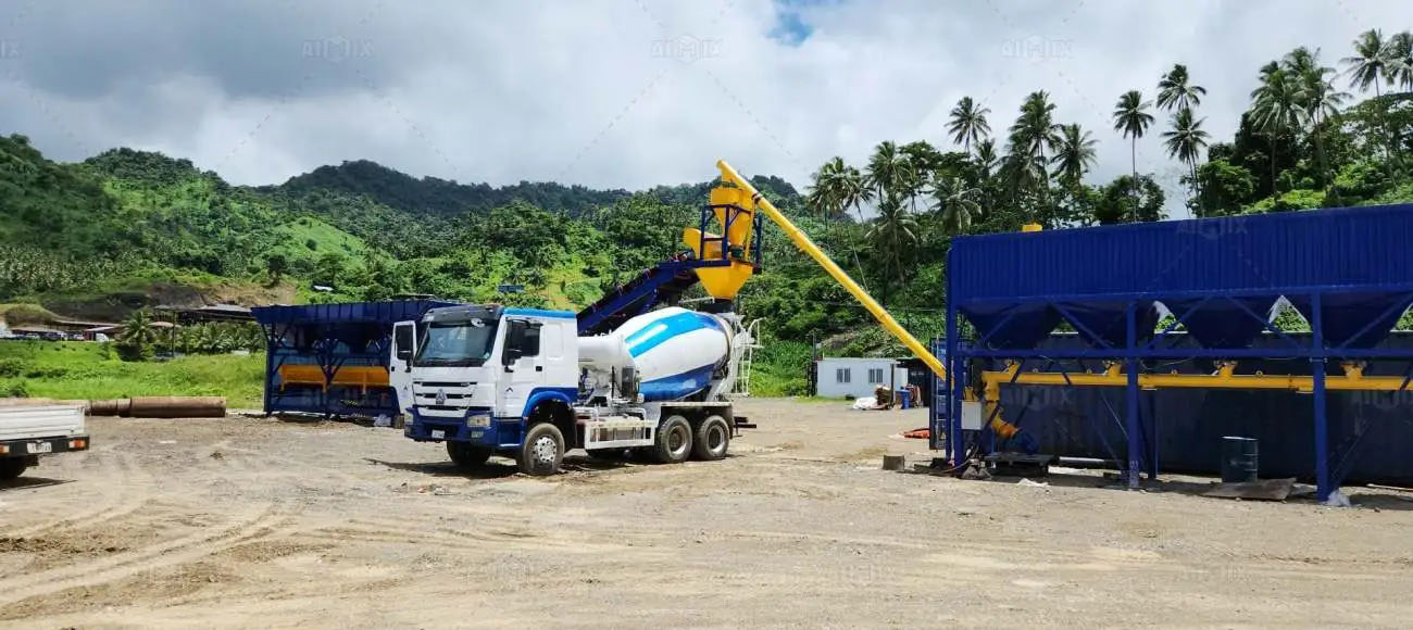 AJG-35 dry batch concrete batching plant for sale in Fiji