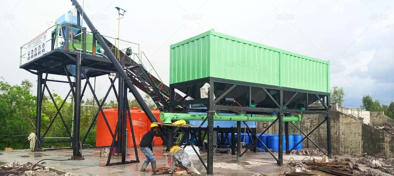 AJG-50 dry mix concrete plant for sale in Indonesia