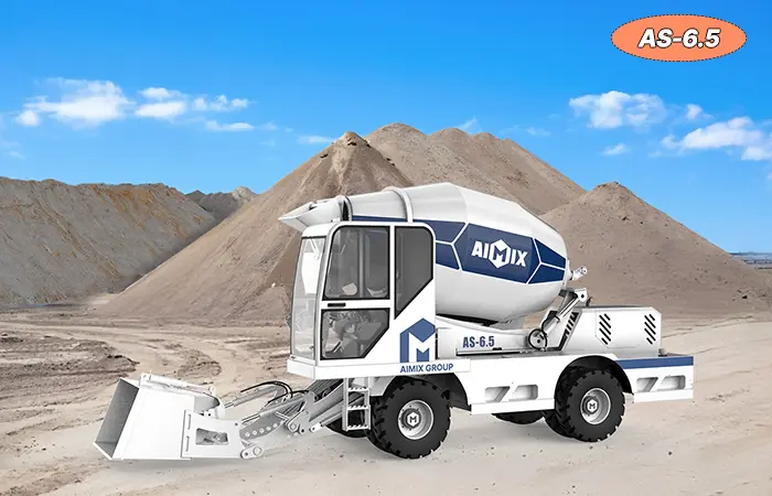 AS-6.5 mobile self loading concrete mixer with pump for sale in Indonesia