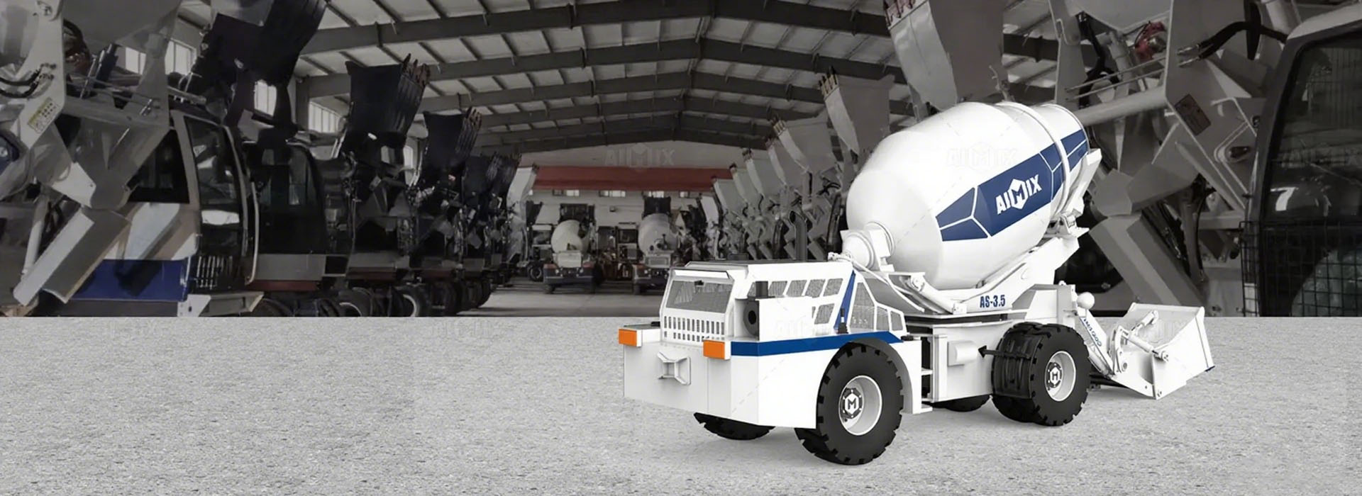 aimix self loading concrete mixer stocked in warehouses across Indonesia