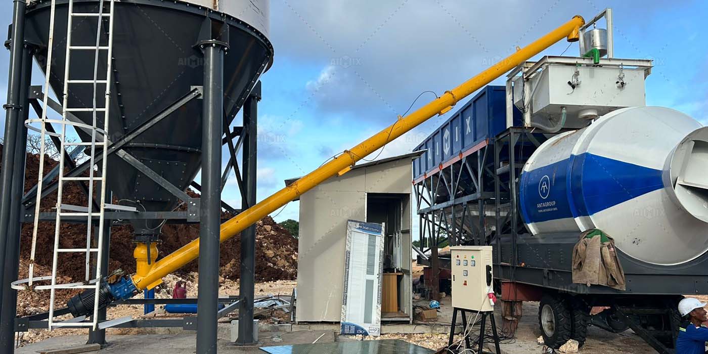 50cbm mobile batch plant for supplying warehouse in Bali, Indonesia