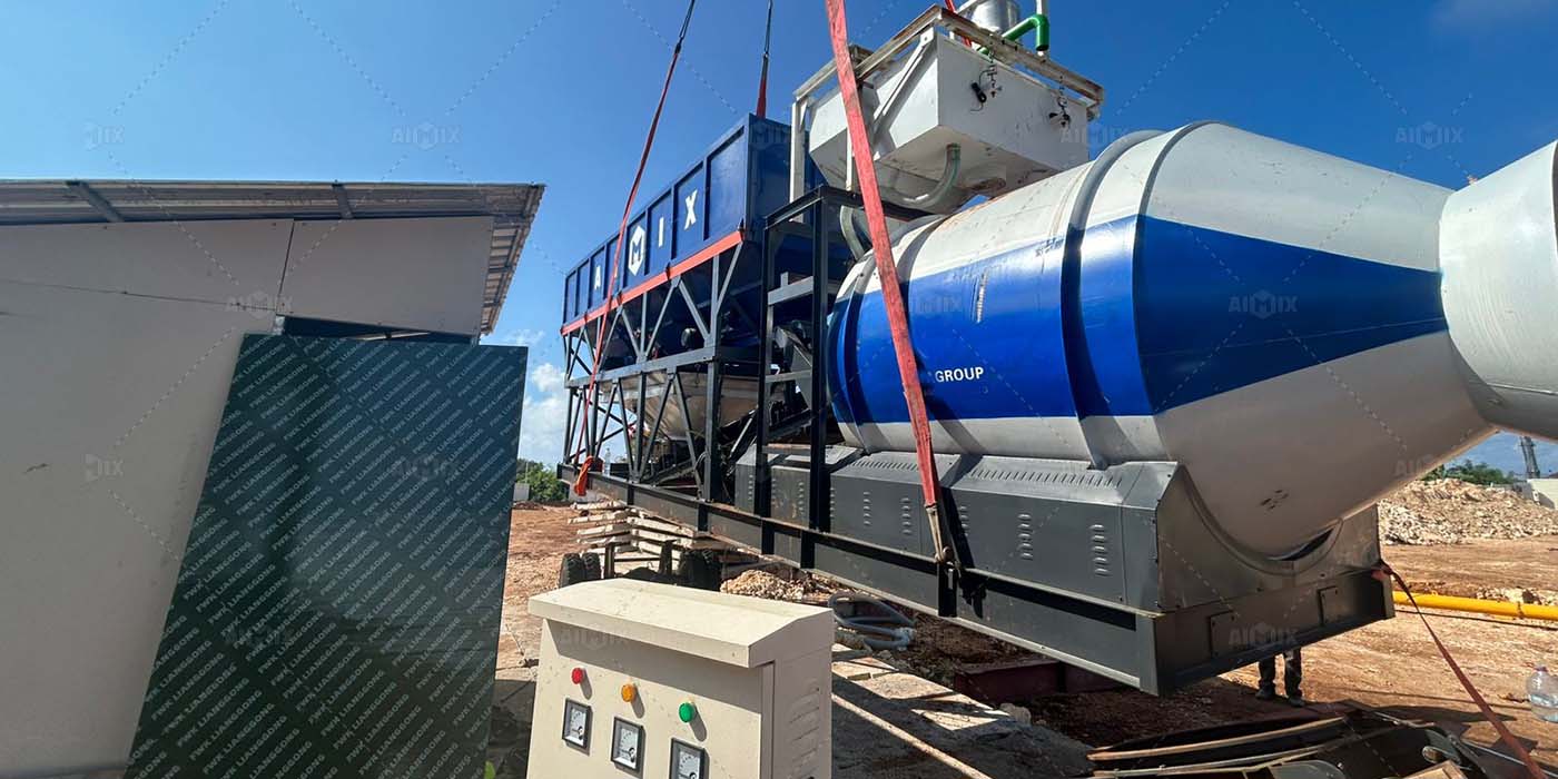 50cbm mobile batching plant for warehouse construction in Bali, Indonesia