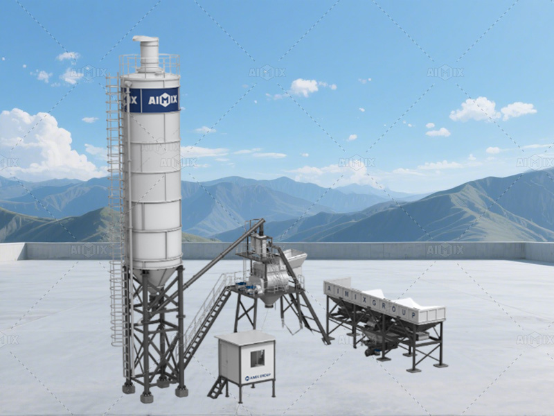 AJ stationary small concrete batching plant for sale Indonesia