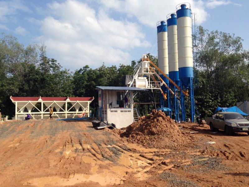 AJ50 small batching plant for house building in Medan, Indonesia