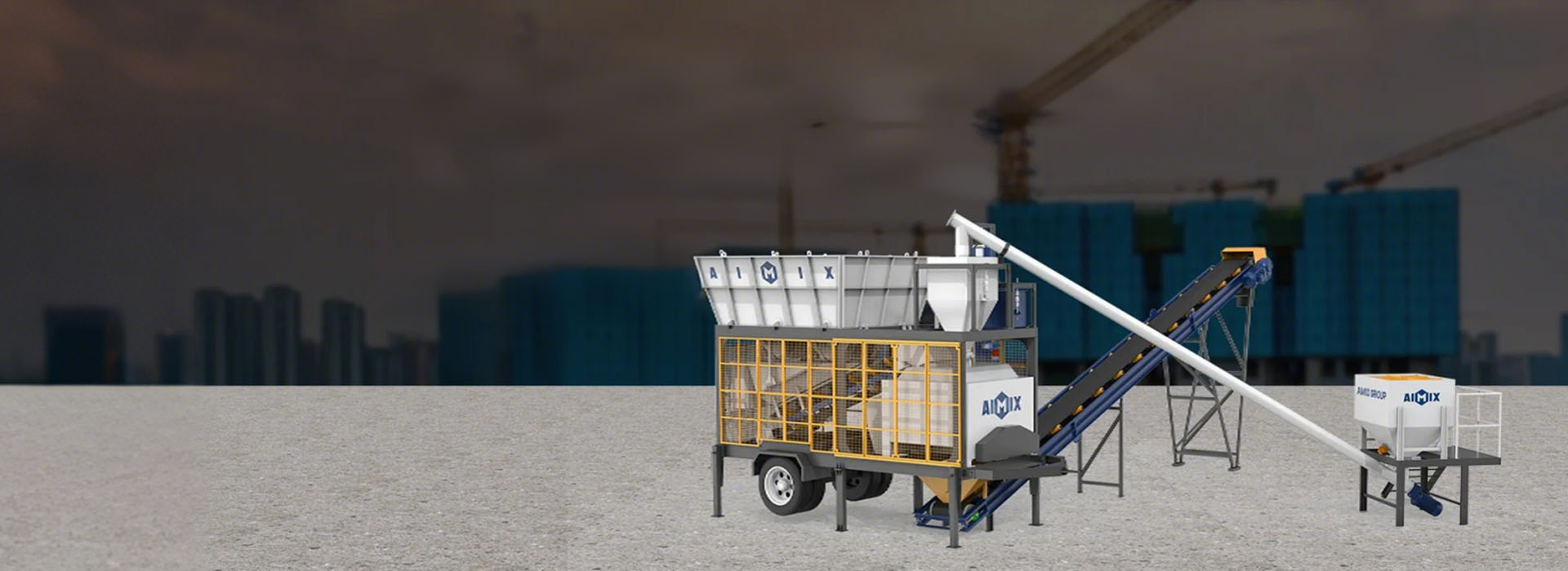 AJSY40 on site small compact mobile batching plant for sale in Indonesia