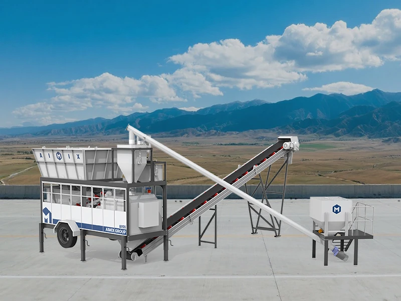 AJY35 mobile small concrete batching plant for sale Indonesia