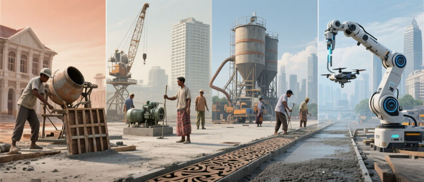 Historical Evolution and Role Transformation of Concrete Equipment in Indonesian Construction