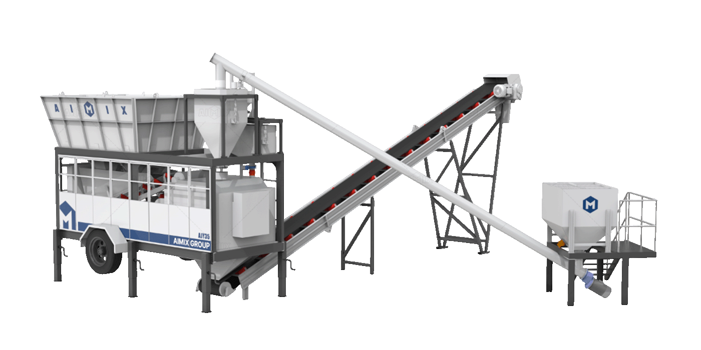 AJSY35 compact mobile concrete batching plant price in Indonesia