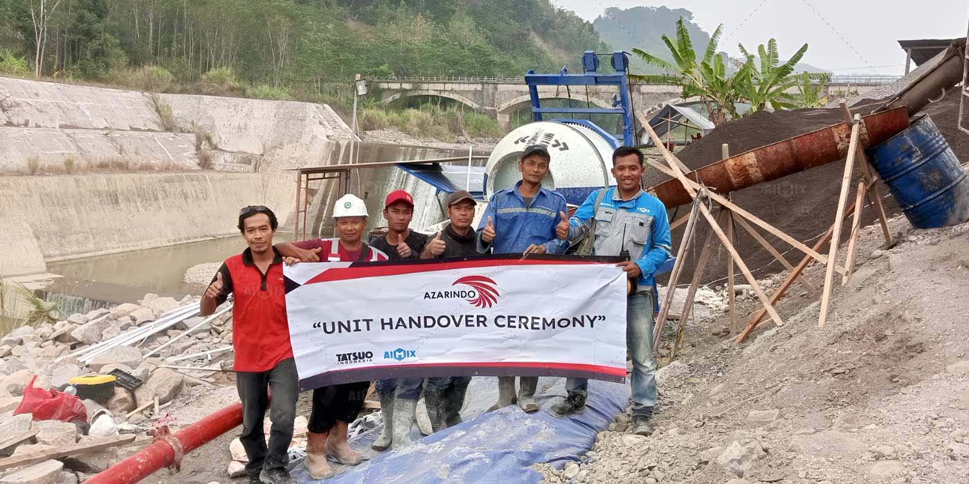 concrete mixer with pump for bridge construction in Indonesia