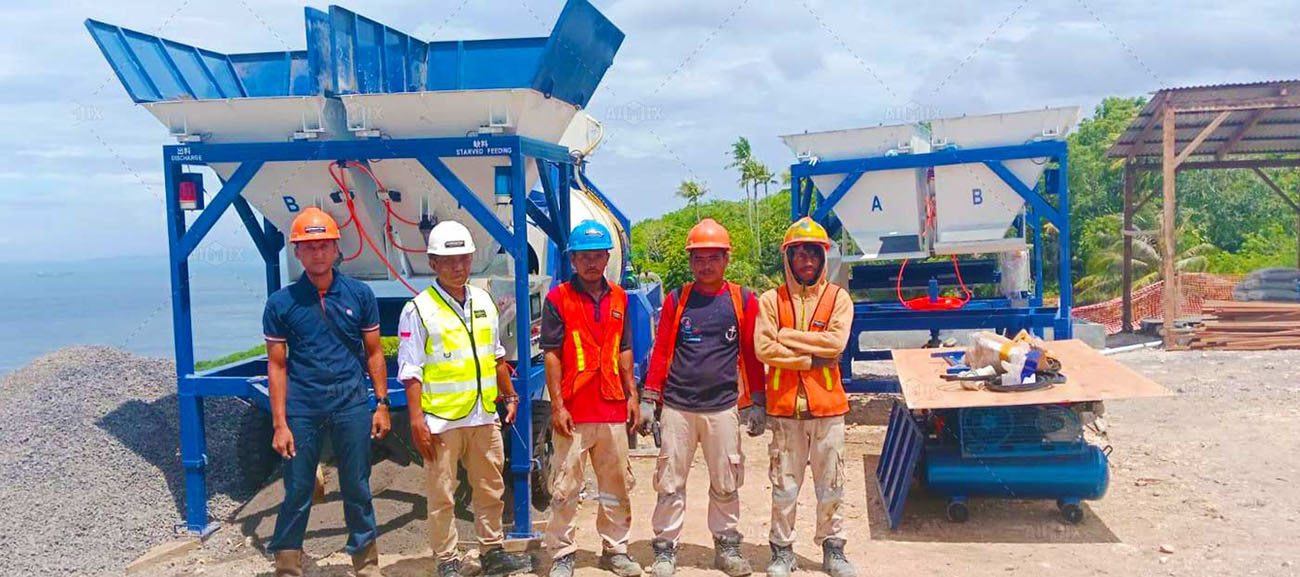 ABJZ40C small concrete mixer with pump price for seaside construction Indonesia