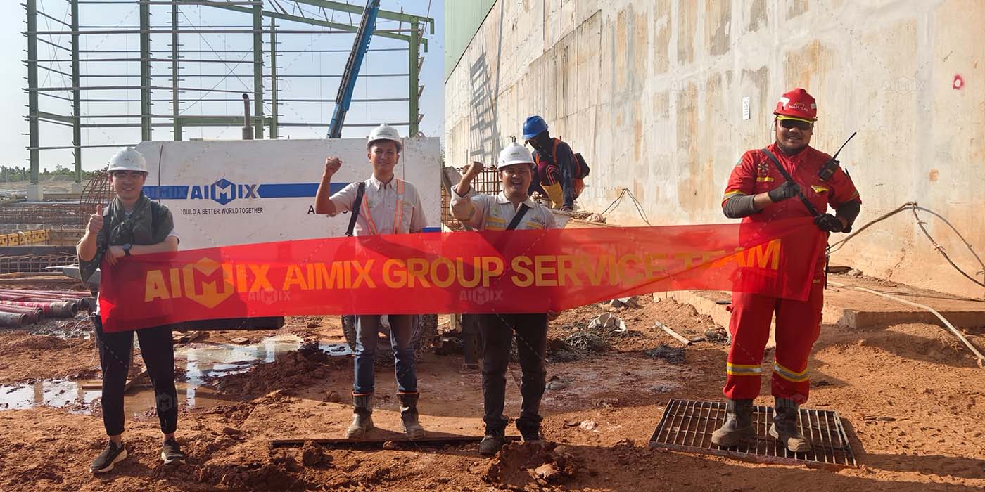 Trailer pompa beton diesel ABT30C untuk pembangunan rumah di Dumai, Indonesia
