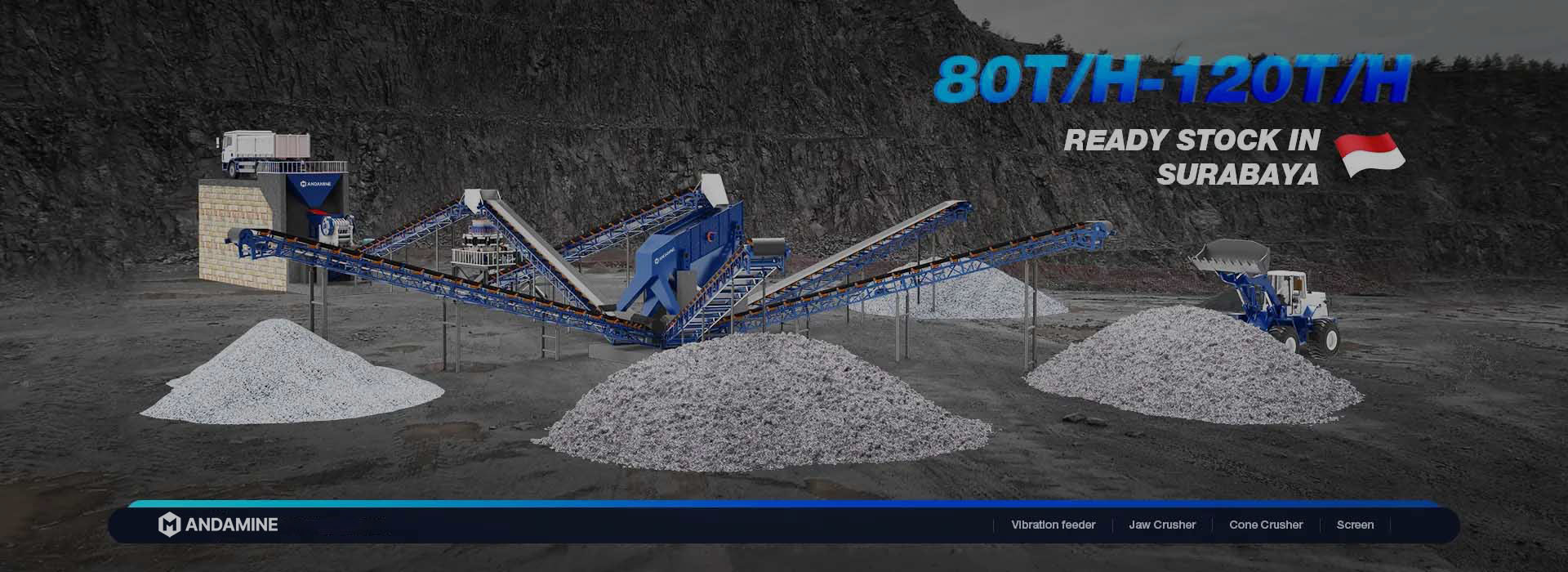 Pabrik penghancur batu 100 ton per jam tersedia di Indonesia.