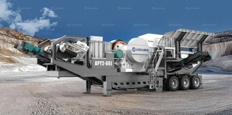 Mesin penghancur batu rahang bergerak tipe ban 3-in-1 di Indonesia