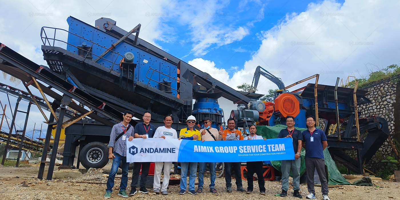 4-in-1 granite mobile jaw and cone crushing plant in Sukabumi, Middle Java, Indonesia