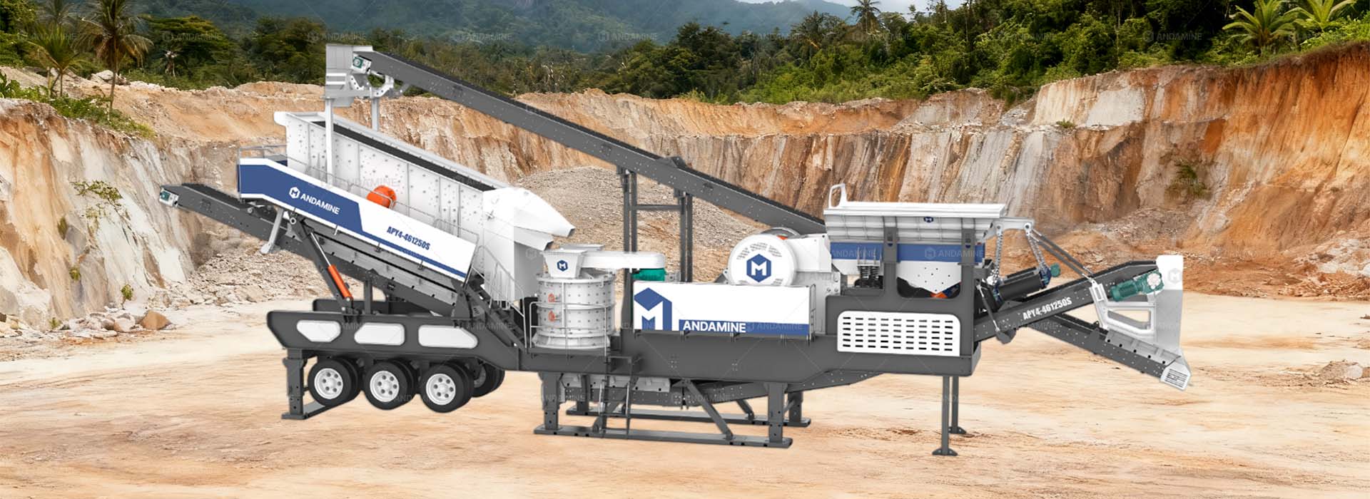4-in-1 tire type mobile crusher plant for sale in Indonesia