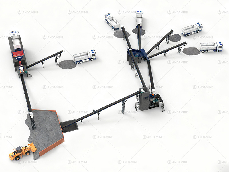 Stationary Rock Crusher Plant for Crushing Basalt