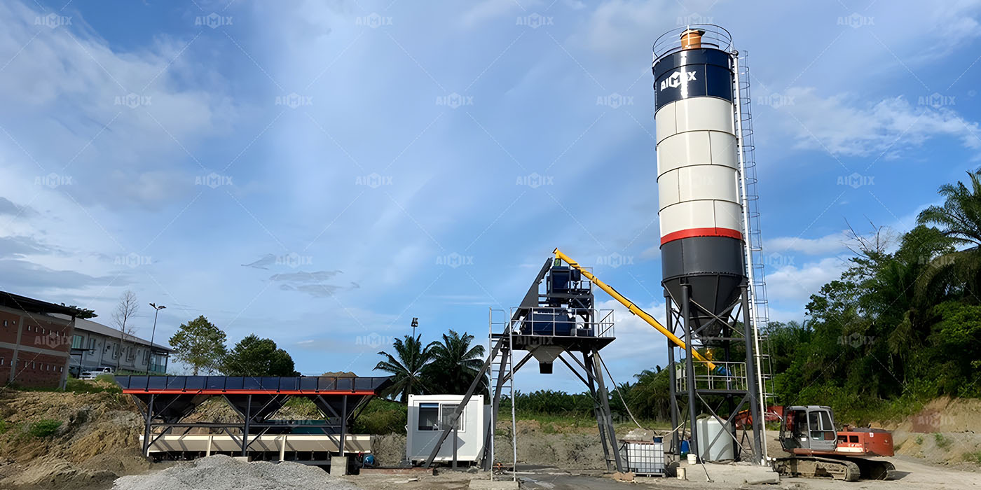 35cbm stationary mini concrete plant in Indonesia