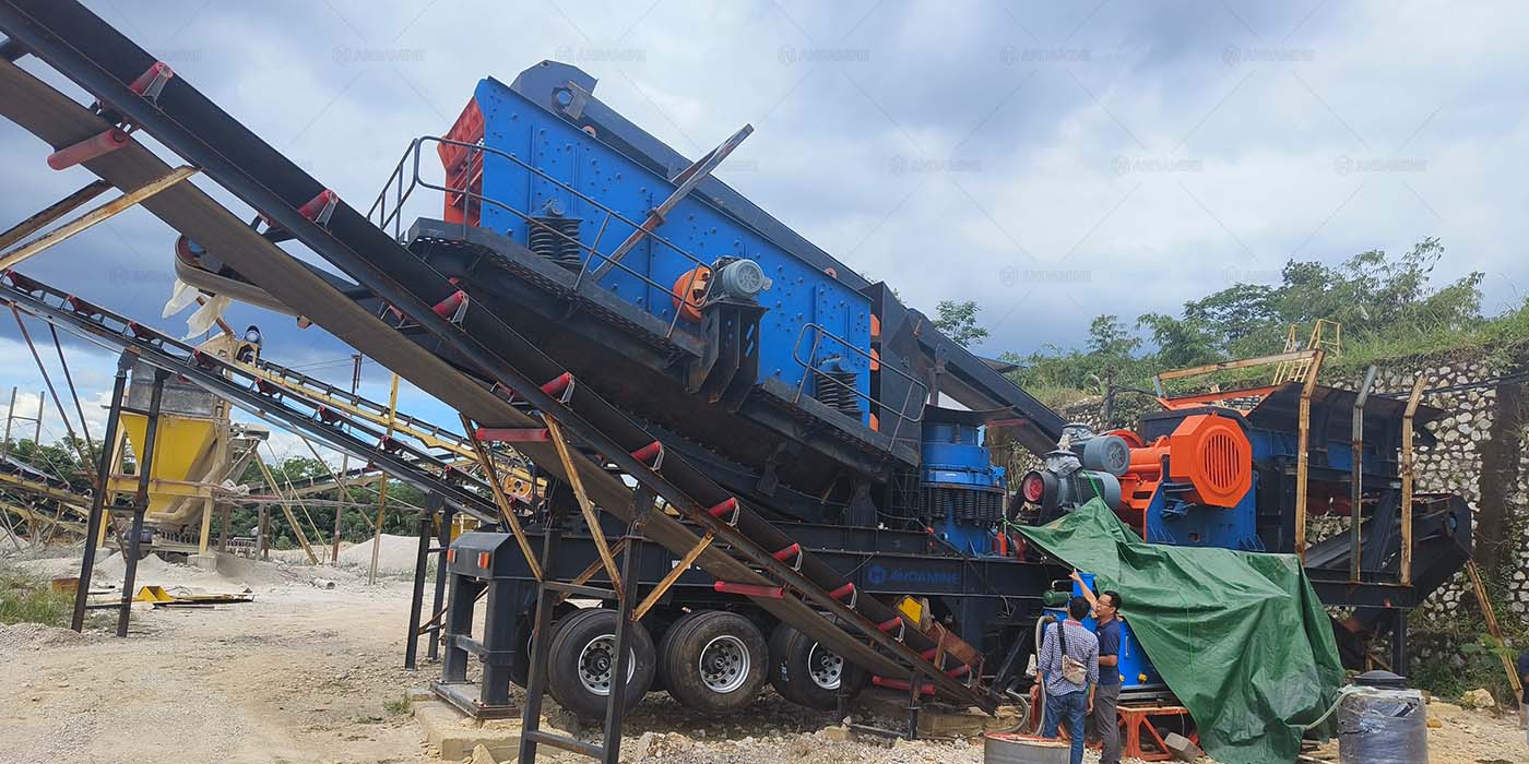 4-in-1 portable jaw and cone crush solution for granite crushing in Sukabumi, Indonesia